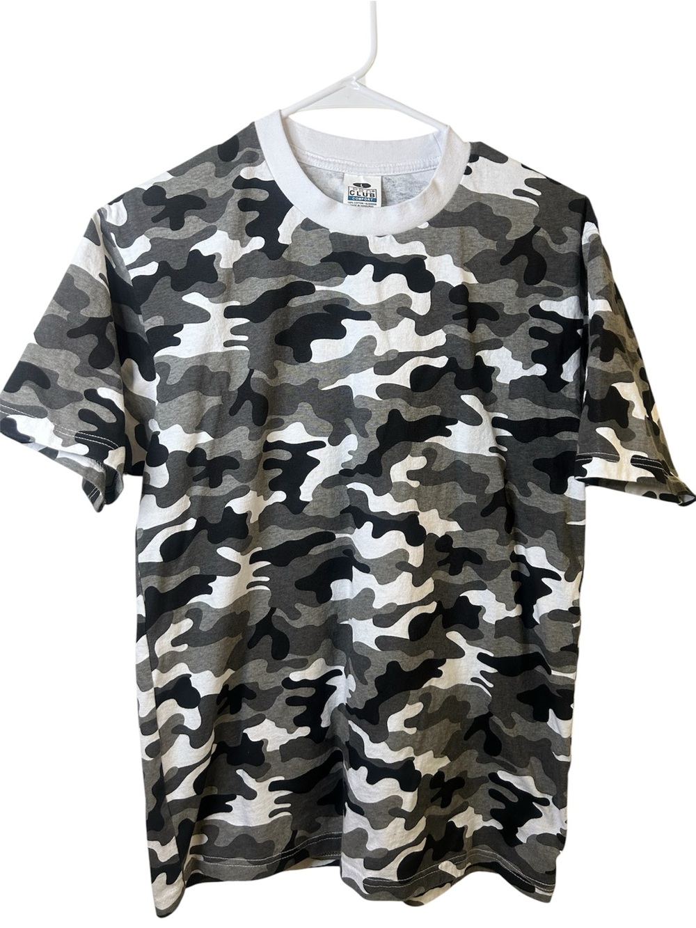 Pro Club Men's Camouflage Crew Neck T-Shirt - Black/Gray/White Short Sleeve L